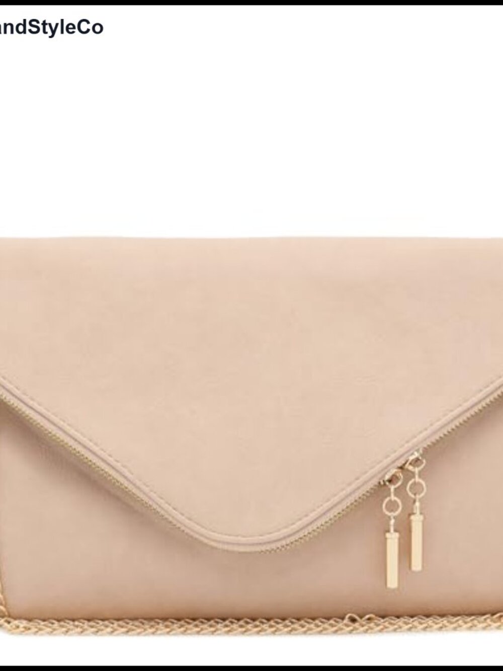 Oversized Envelope Clutch with Chain Strap Faux Leather